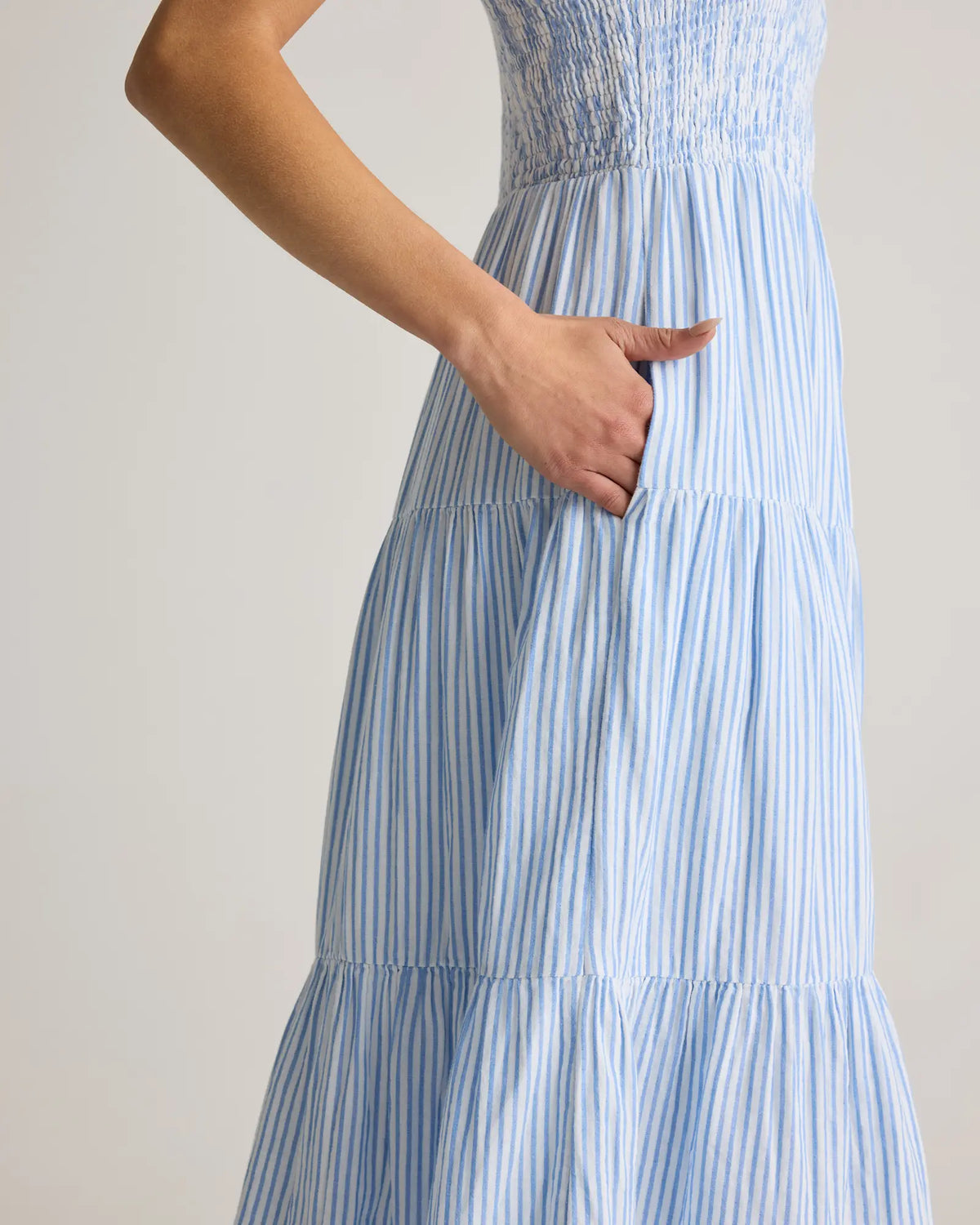100% Organic Cotton Gauze Smocked Sleeveless Maxi Dress - US 3584