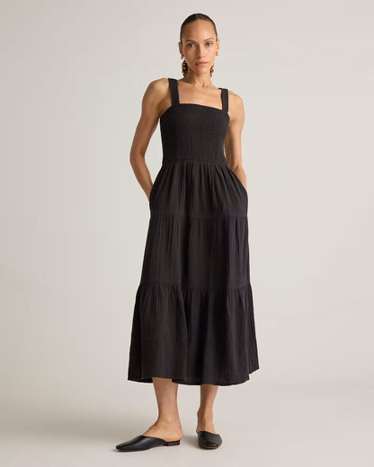 100% Organic Cotton Gauze Smocked Sleeveless Maxi Dress - US 9546