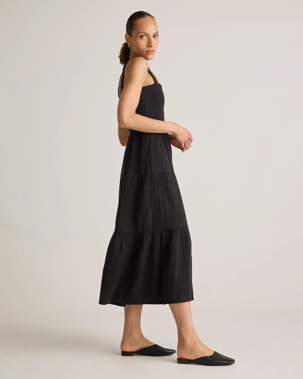 100% Organic Cotton Gauze Smocked Sleeveless Maxi Dress - US 0090