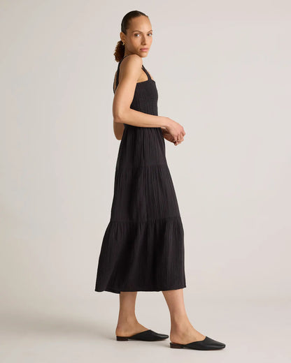 100% Organic Cotton Gauze Smocked Sleeveless Maxi Dress - US 0090
