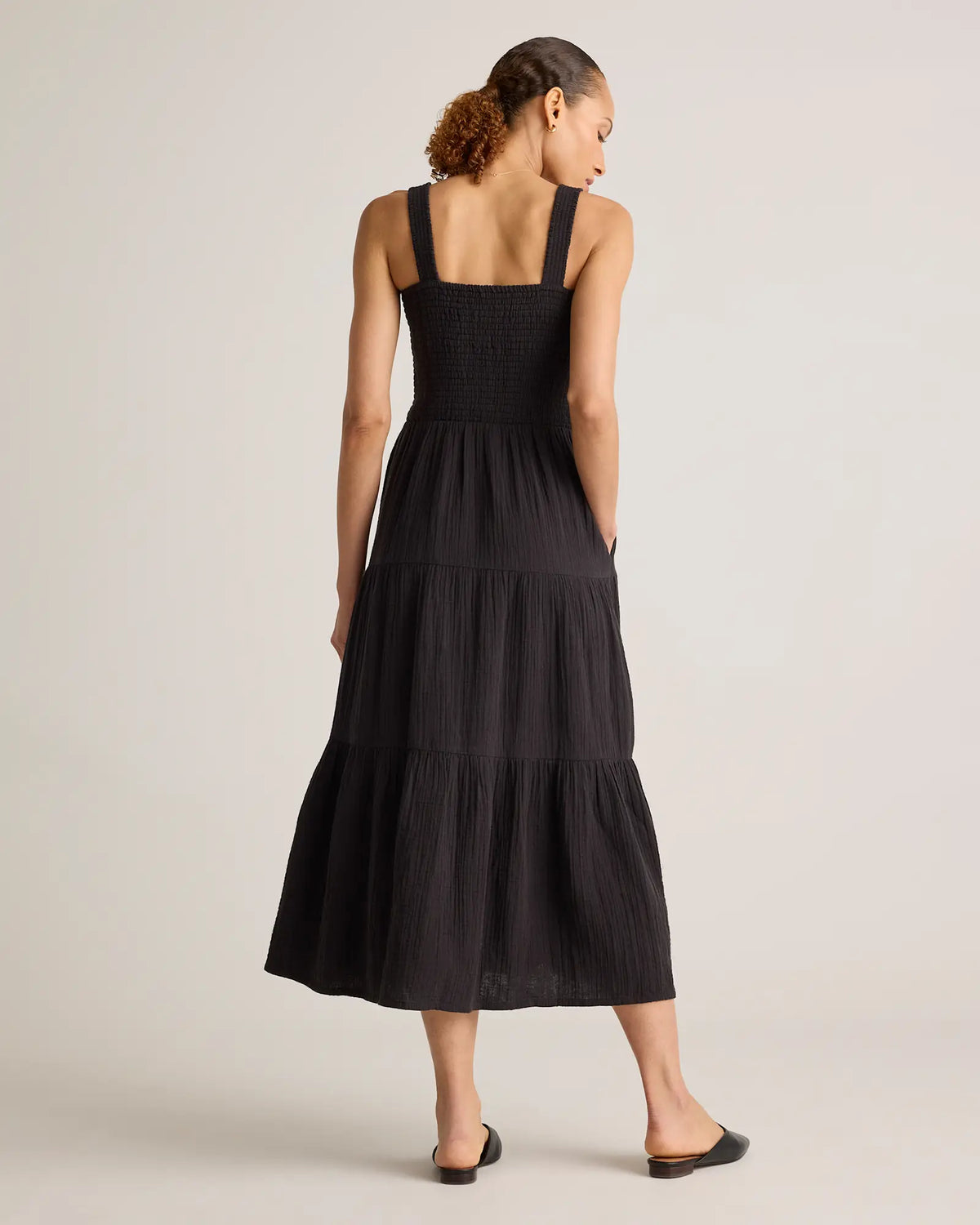 100% Organic Cotton Gauze Smocked Sleeveless Maxi Dress - US 0090