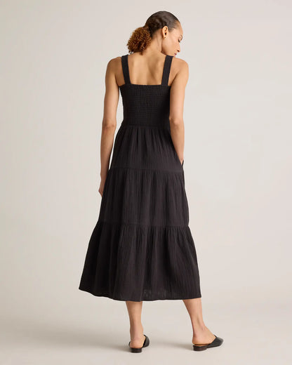 100% Organic Cotton Gauze Smocked Sleeveless Maxi Dress - US 0090