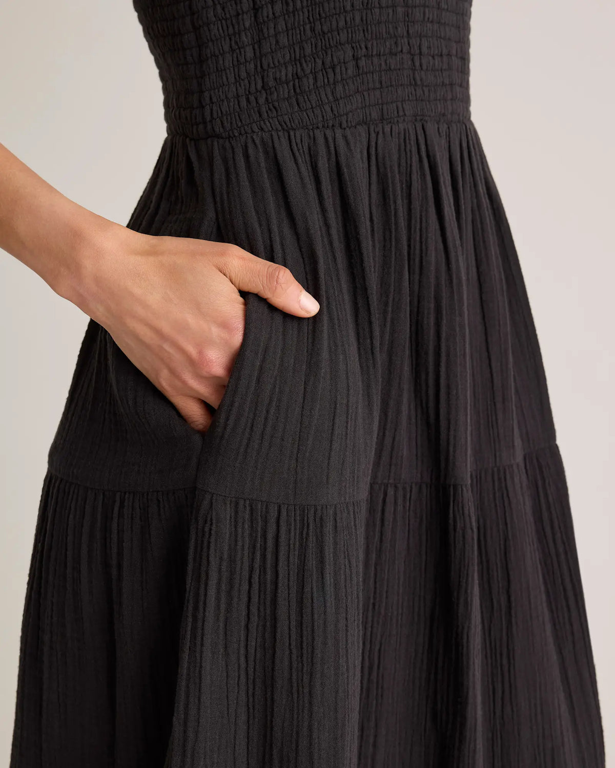 100% Organic Cotton Gauze Smocked Sleeveless Maxi Dress - US 0090
