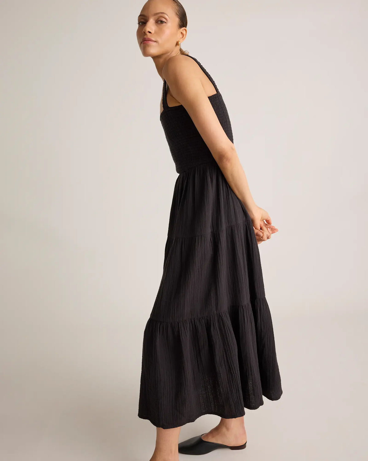 100% Organic Cotton Gauze Smocked Sleeveless Maxi Dress - US 0090