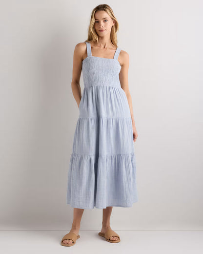 100% Organic Cotton Gauze Smocked Sleeveless Maxi Dress - US 7591