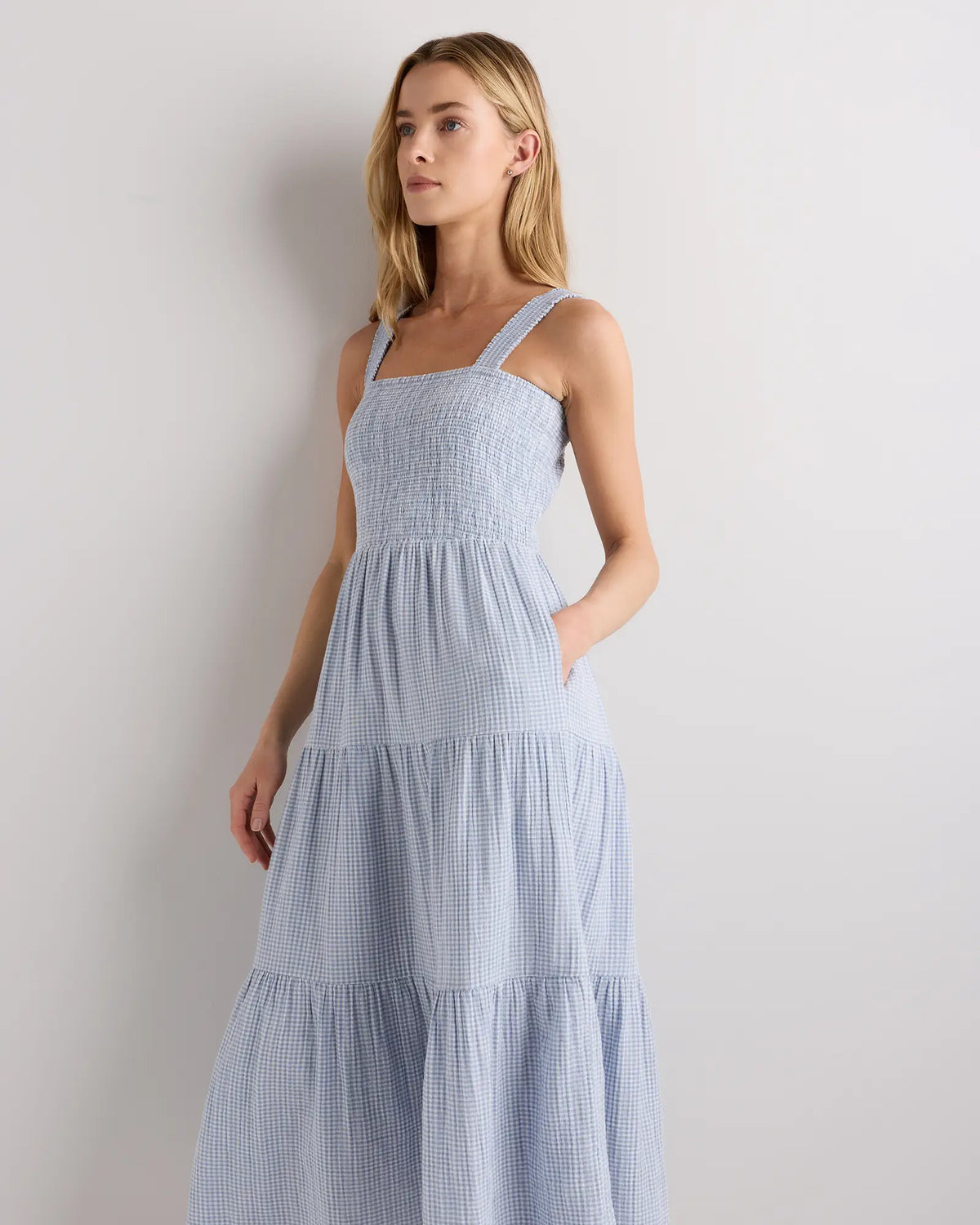 100% Organic Cotton Gauze Smocked Sleeveless Maxi Dress - US 7591