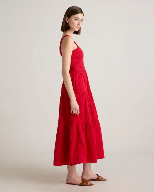 100% Organic Cotton Gauze Smocked Sleeveless Maxi Dress - US 7533
