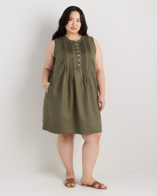 100% European Linen Sleeveless Swing Dress - US 9882