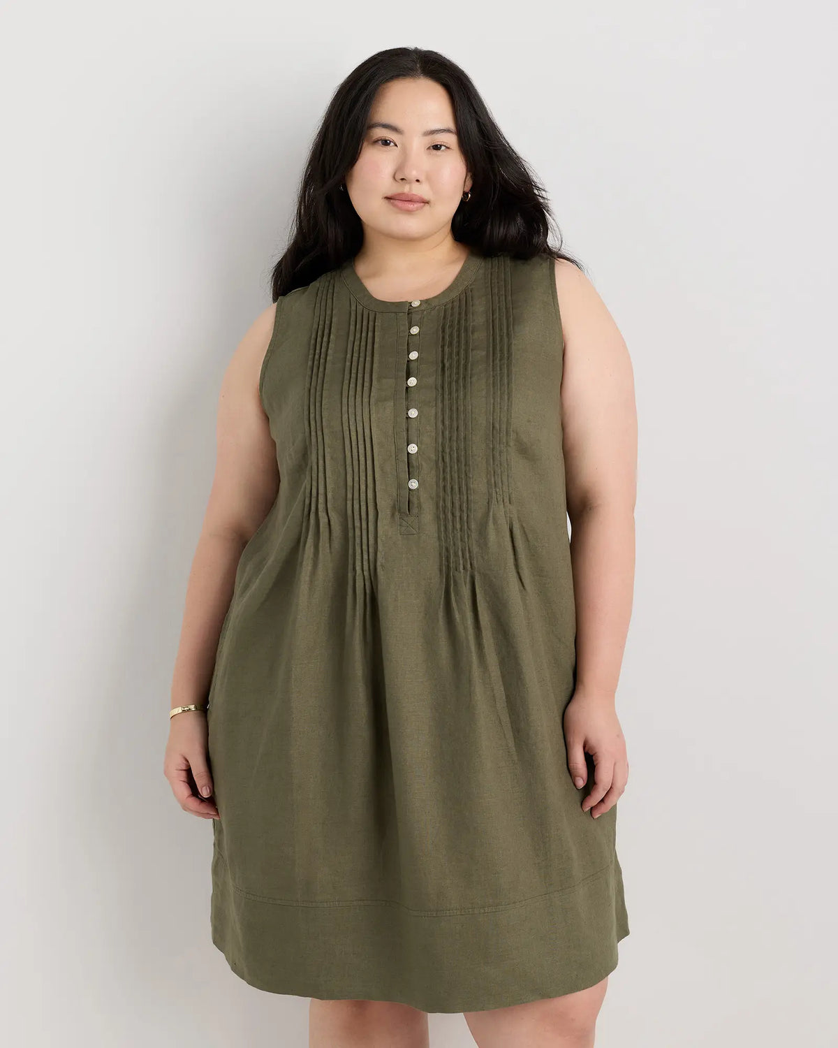 100% European Linen Sleeveless Swing Dress - US 9882