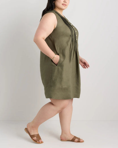 100% European Linen Sleeveless Swing Dress - US 9882