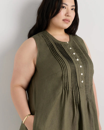 100% European Linen Sleeveless Swing Dress - US 9882