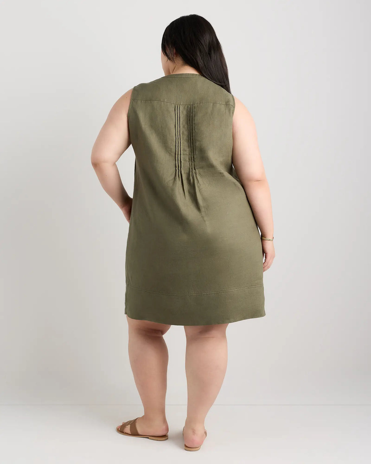 100% European Linen Sleeveless Swing Dress - US 9882