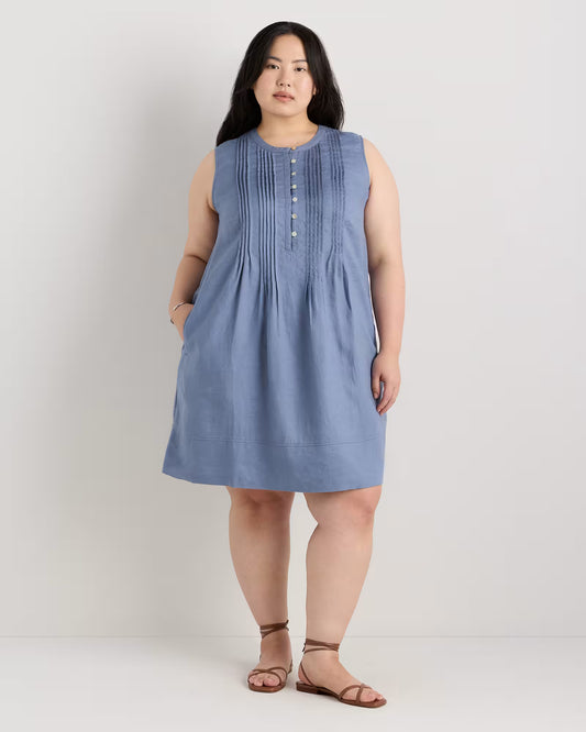 100% European Linen Sleeveless Swing Dress - US 2531