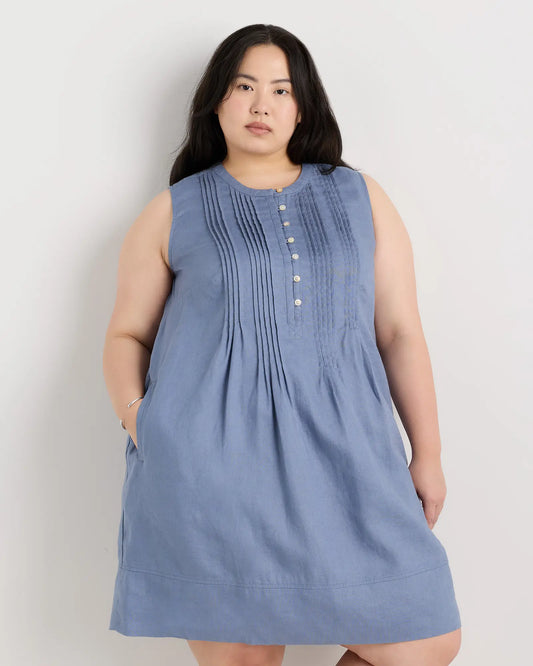 100% European Linen Sleeveless Swing Dress - US 2531