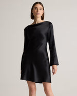100% Washable Silk Long Sleeve Mini Dress - US 4209