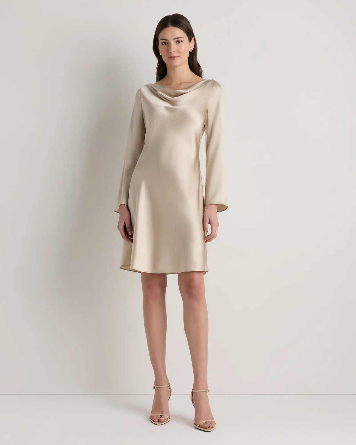 100% Washable Silk Long Sleeve Mini Dress - US 3817