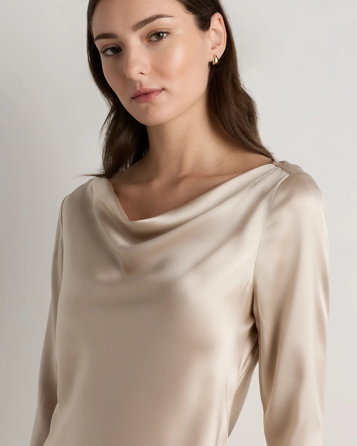 100% Washable Silk Long Sleeve Mini Dress - US 3817