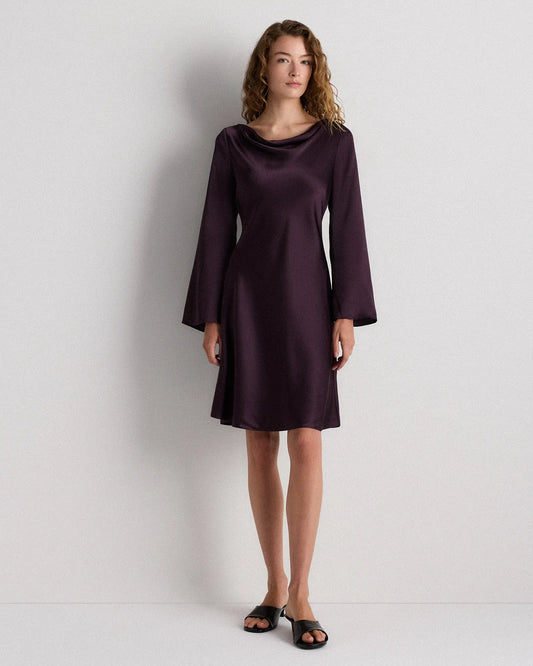 100% Washable Silk Long Sleeve Mini Dress - US 8726