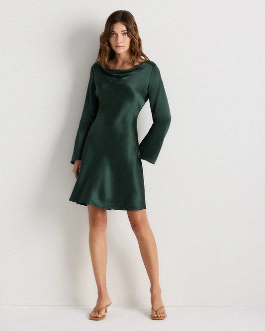 100% Washable Silk Long Sleeve Mini Dress - US 3191