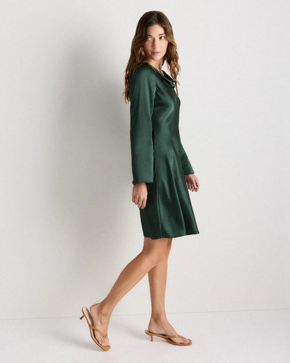 100% Washable Silk Long Sleeve Mini Dress - US 3191