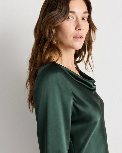 100% Washable Silk Long Sleeve Mini Dress - US 3191
