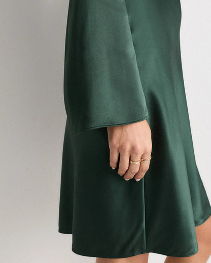 100% Washable Silk Long Sleeve Mini Dress - US 3191