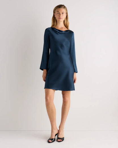 100% Washable Silk Long Sleeve Mini Dress - US 5162