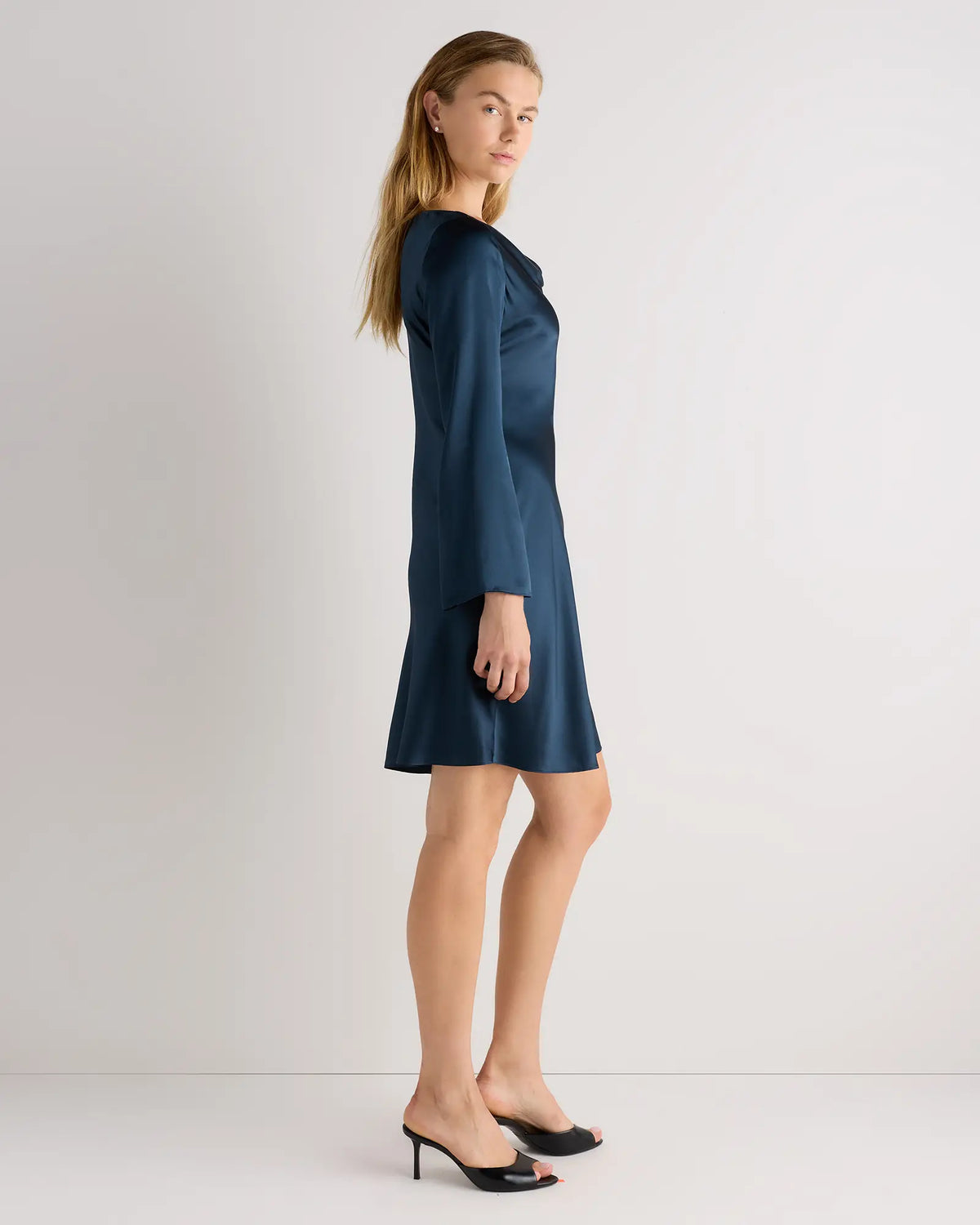 100% Washable Silk Long Sleeve Mini Dress - US 5162