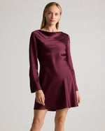 100% Washable Silk Long Sleeve Mini Dress - US 8997