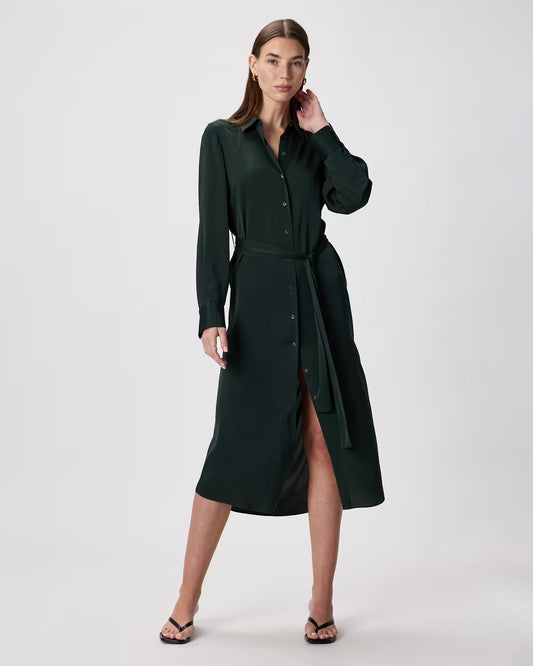 Washable Stretch Silk Maxi Shirt Dress - US 8107