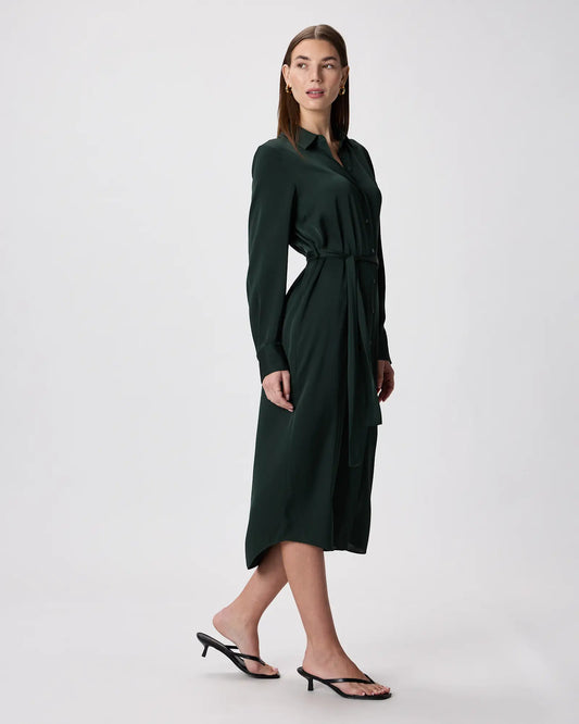 Washable Stretch Silk Maxi Shirt Dress - US 8107
