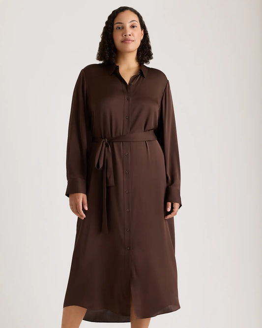 Washable Stretch Silk Maxi Shirt Dress - US 7606