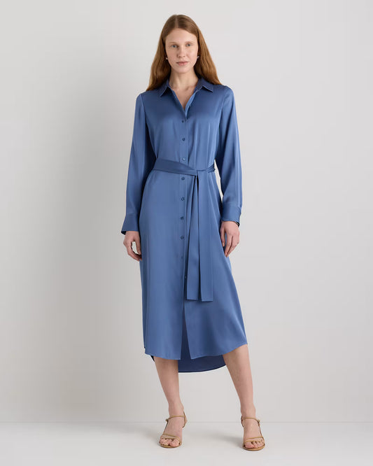 Washable Stretch Silk Maxi Shirt Dress - US 8994