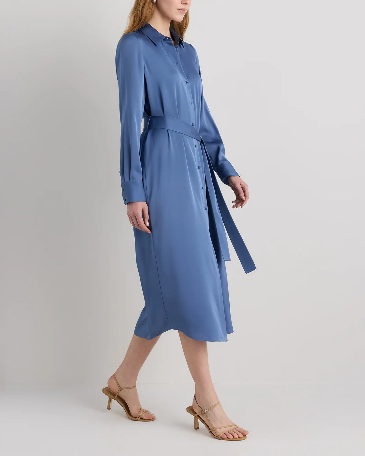 Washable Stretch Silk Maxi Shirt Dress - US 8994