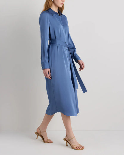 Washable Stretch Silk Maxi Shirt Dress - US 8994