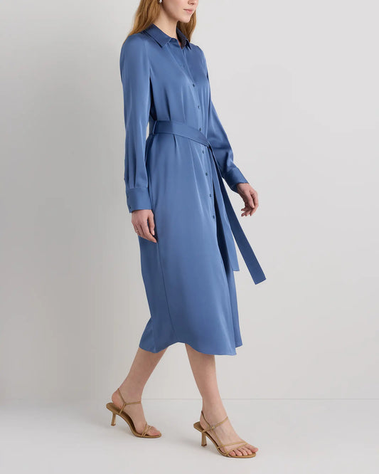Washable Stretch Silk Maxi Shirt Dress - US 8994