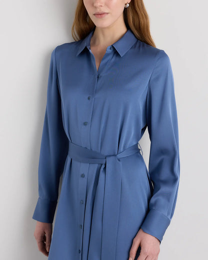 Washable Stretch Silk Maxi Shirt Dress - US 8994