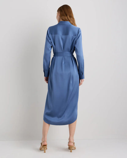 Washable Stretch Silk Maxi Shirt Dress - US 8994