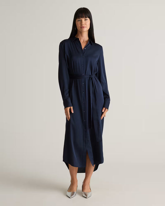Washable Stretch Silk Maxi Shirt Dress - US 8041