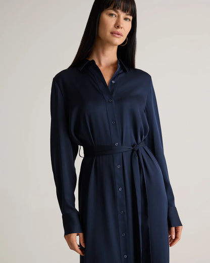 Washable Stretch Silk Maxi Shirt Dress - US 8041