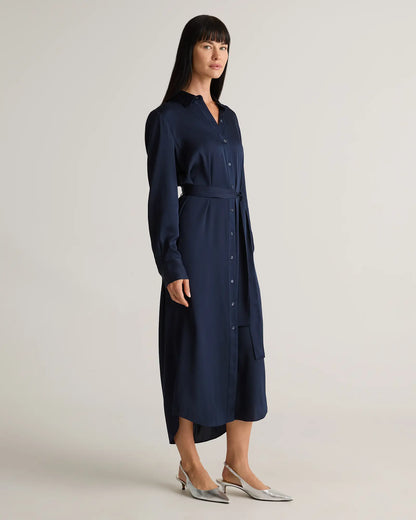Washable Stretch Silk Maxi Shirt Dress - US 8041