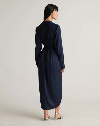 Washable Stretch Silk Maxi Shirt Dress - US 8041