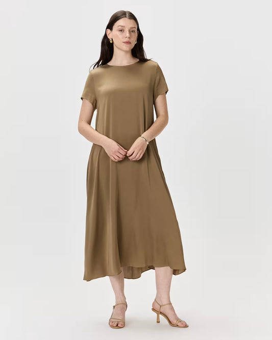 Washable Stretch Silk Voluminous Maxi Dress - US 4803