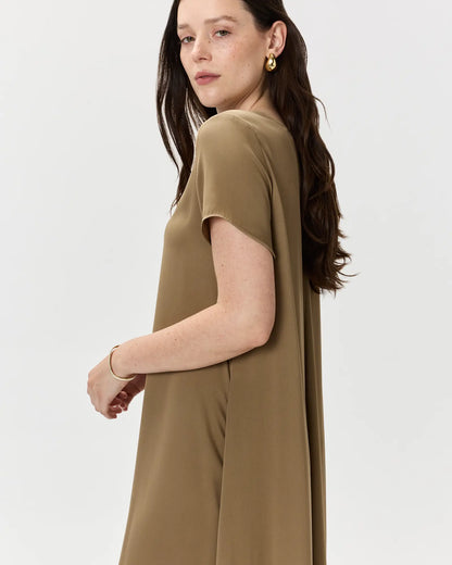 Washable Stretch Silk Voluminous Maxi Dress - US 4803