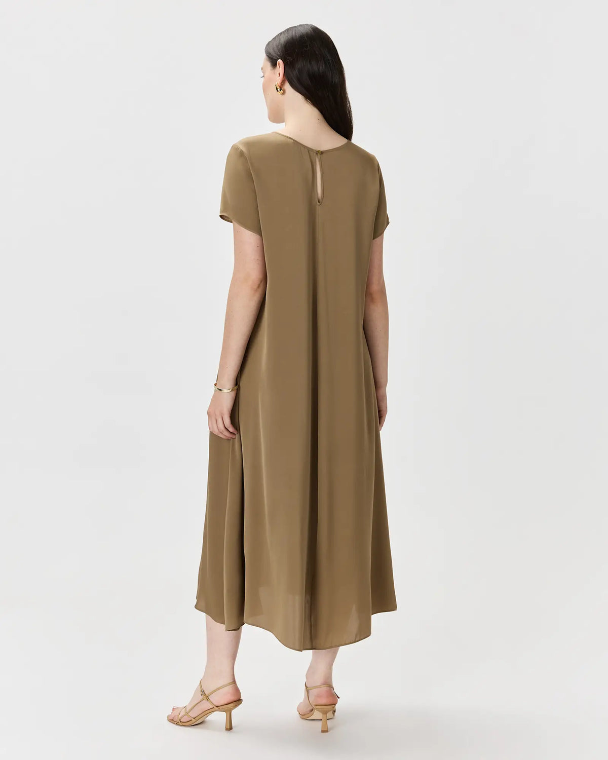 Washable Stretch Silk Voluminous Maxi Dress - US 4803