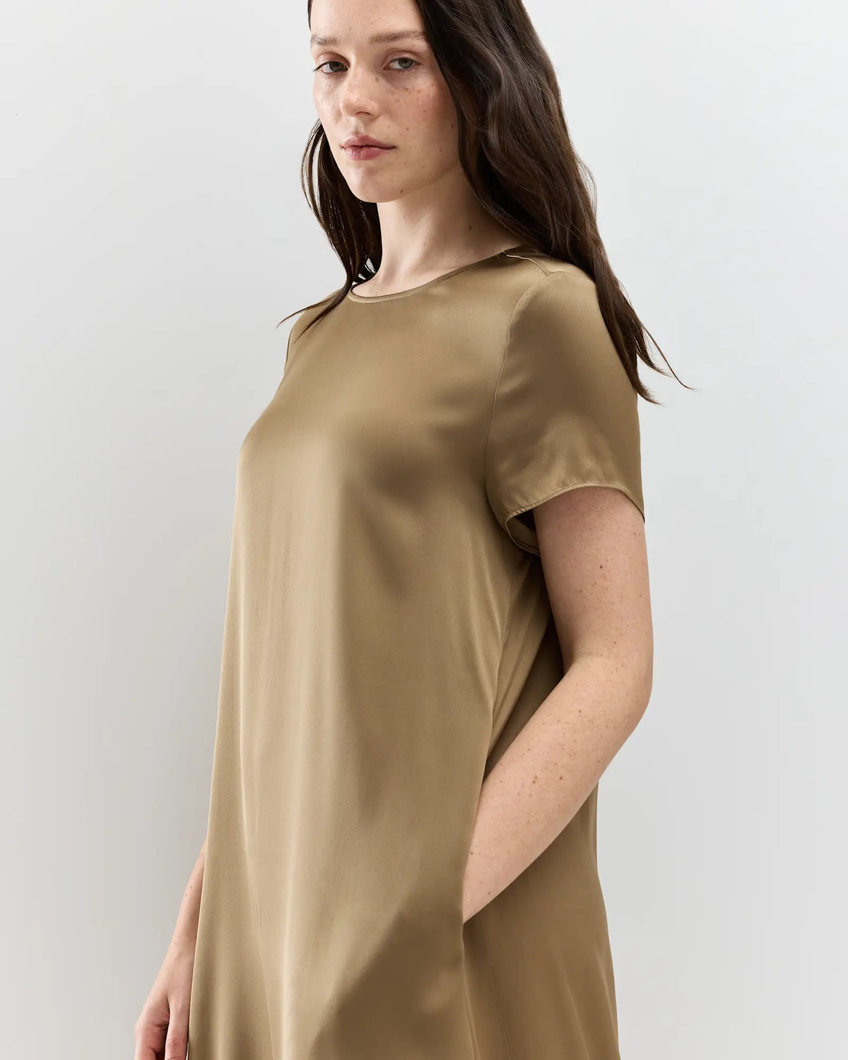 Washable Stretch Silk Voluminous Maxi Dress - US 4803