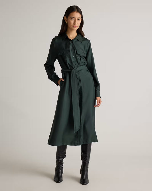 100% Silk Twill Utility Shirt Dress - US 7510
