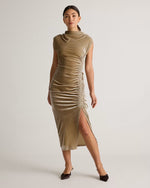 Stretch Silk Velvet Ruched Midi Dress - US 9235