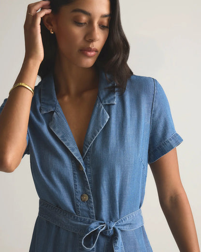 Chambray Tencel Button Front Dress - US 8103