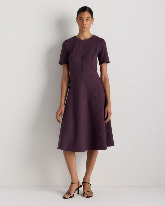 Ultra-Stretch Ponte Short Sleeve Midi Dress - US 7235